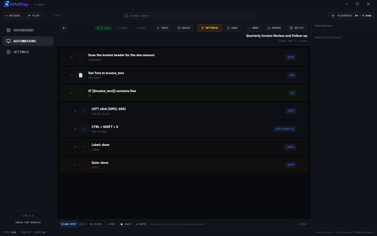 EchoStep Step Editor